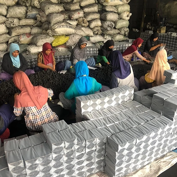 cube charcoal production process