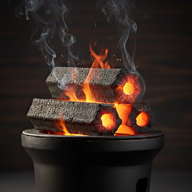 sawdust briquette charcoal glow hot burn