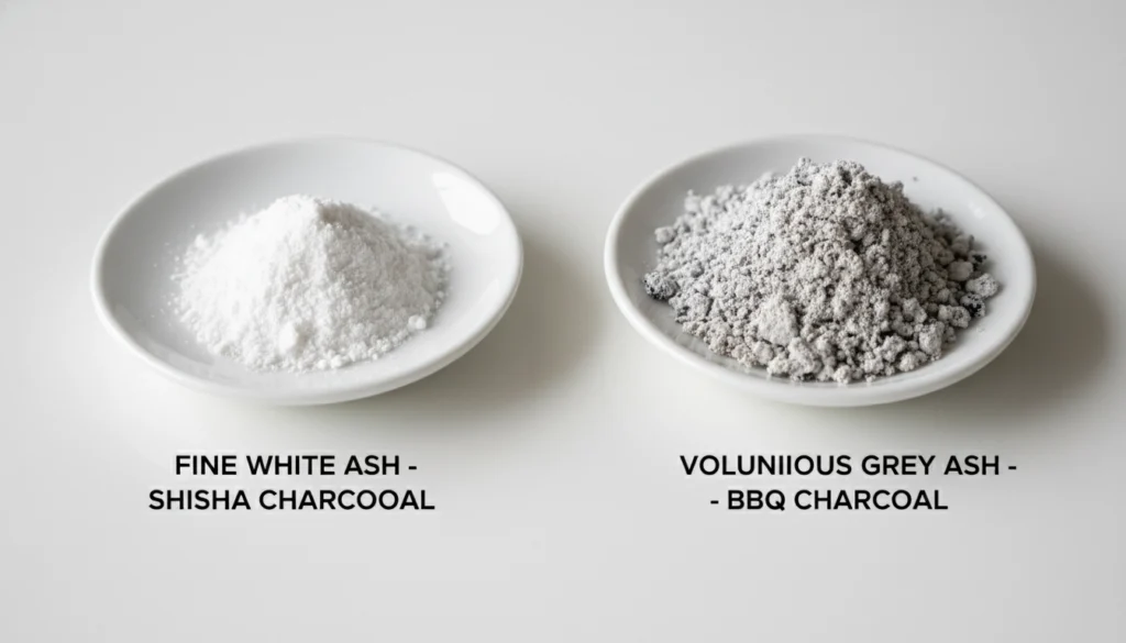 Ash residue comparison of BBQ and shisha coconut shell charcoal