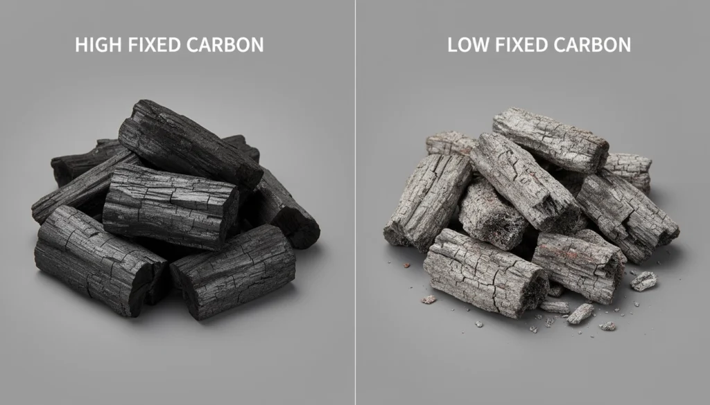 Comparison of high fixed-carbon hardwood charcoal versus low fixed-carbon charcoal for heat test performance